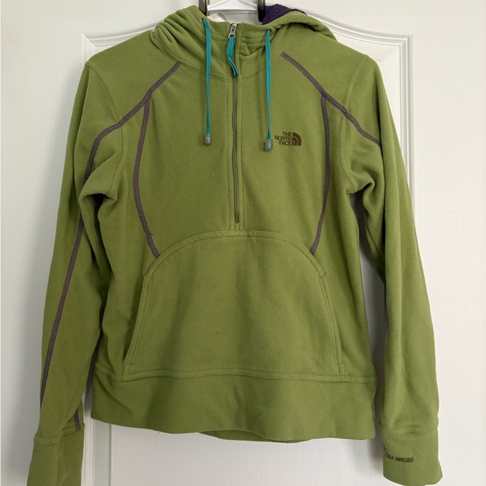 The North Face 1/2 Zip Green and Purple Fleece Sweatshirt Woman’s Medium